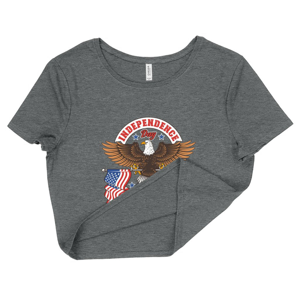 Women's Cropped Independence Day 4th of July T-Shirt - Independence Day T-Shirts - Patriotic USA T-Shirt