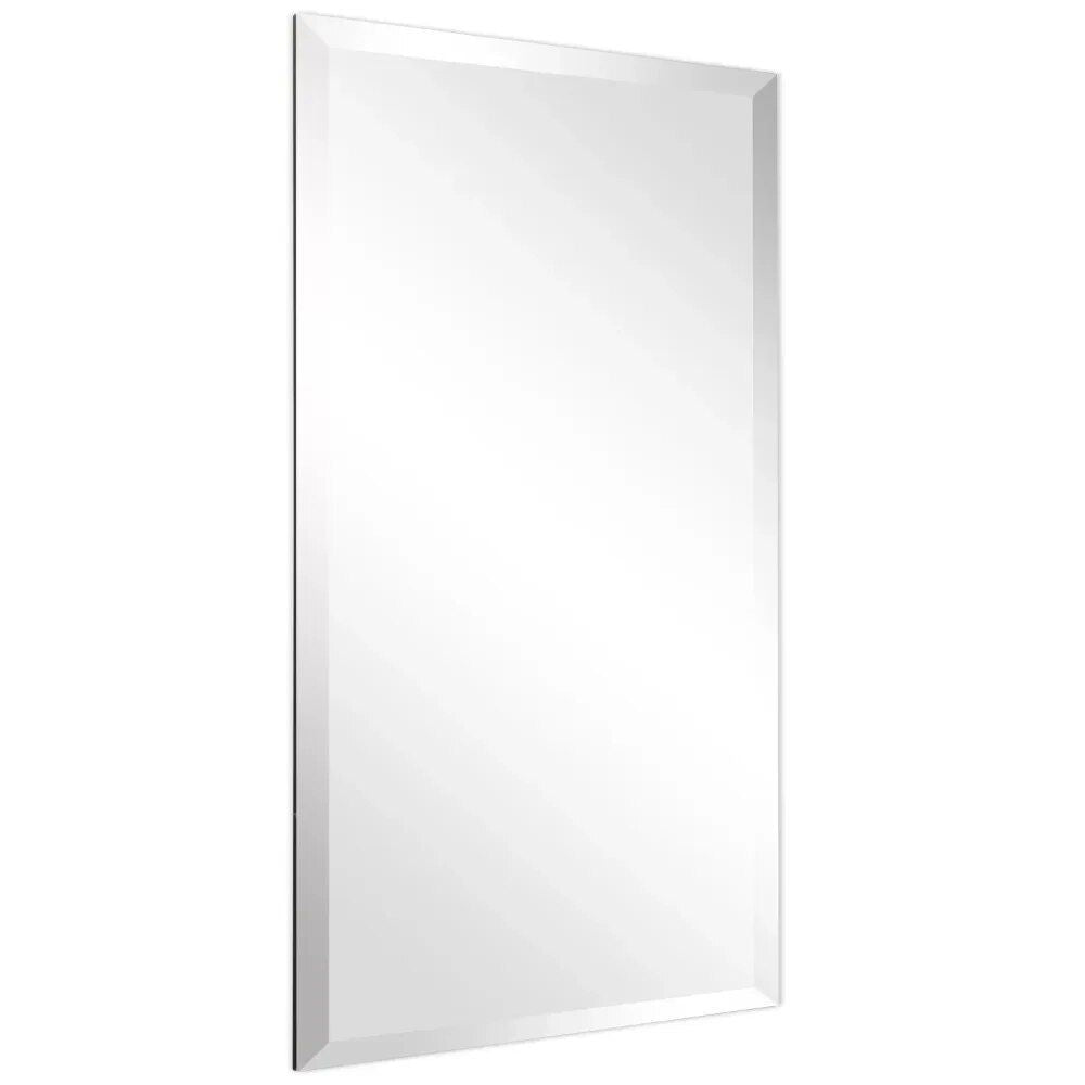 Elegant Beveled Frameless Wall Mirror - Versatile Rectangle Glass Mirror for Home Decor