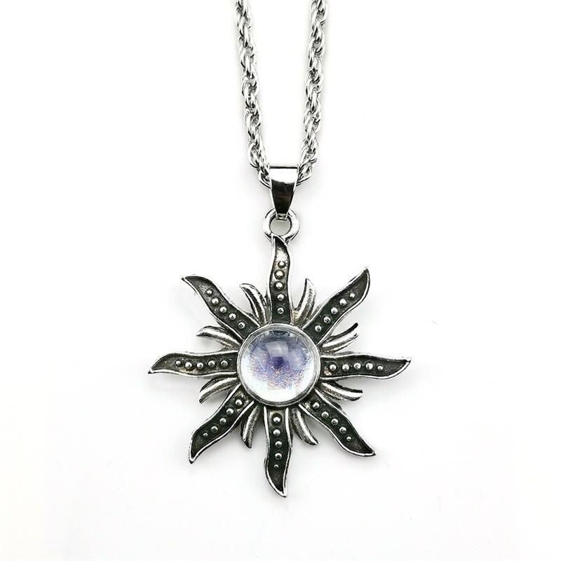 Sunflower Moonstone Pendant Necklace