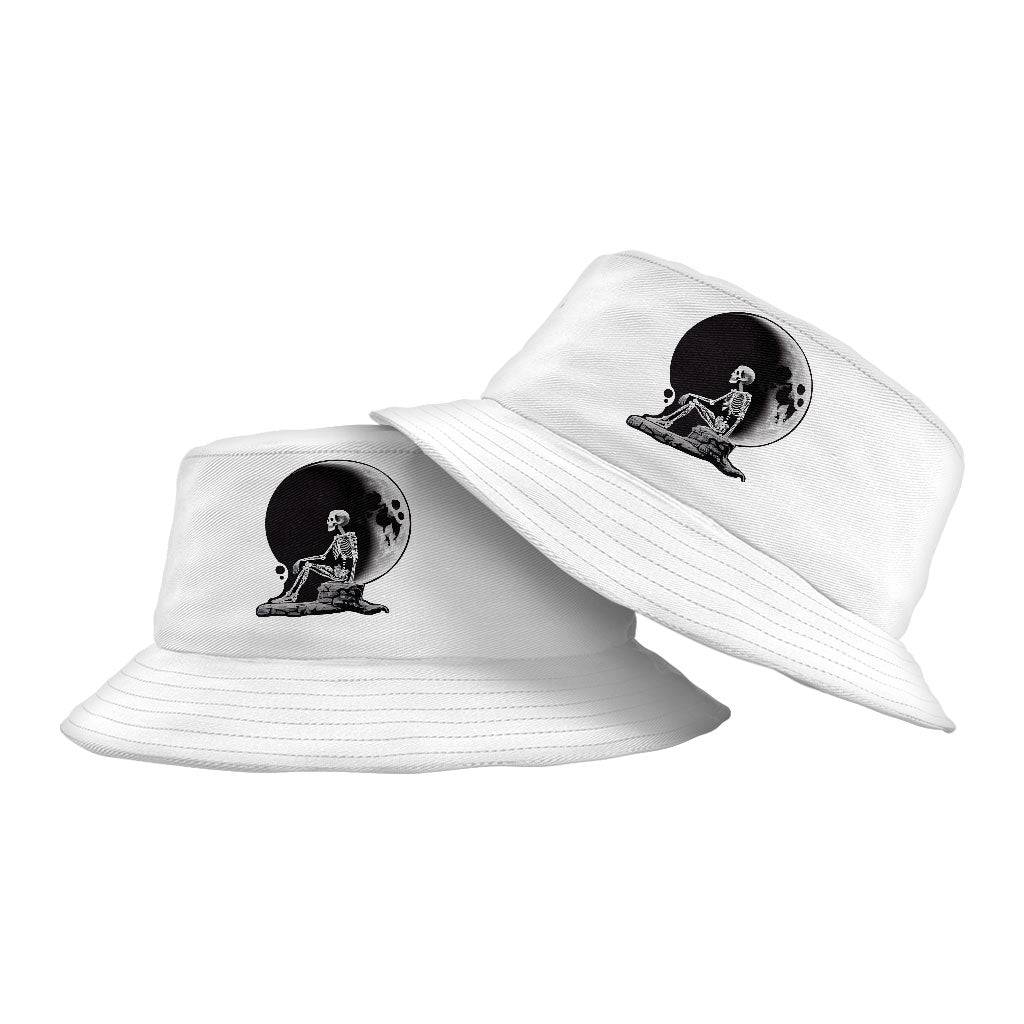 Skeleton Design Bucket Hat - Moon Hat - Themed Bucket Hat