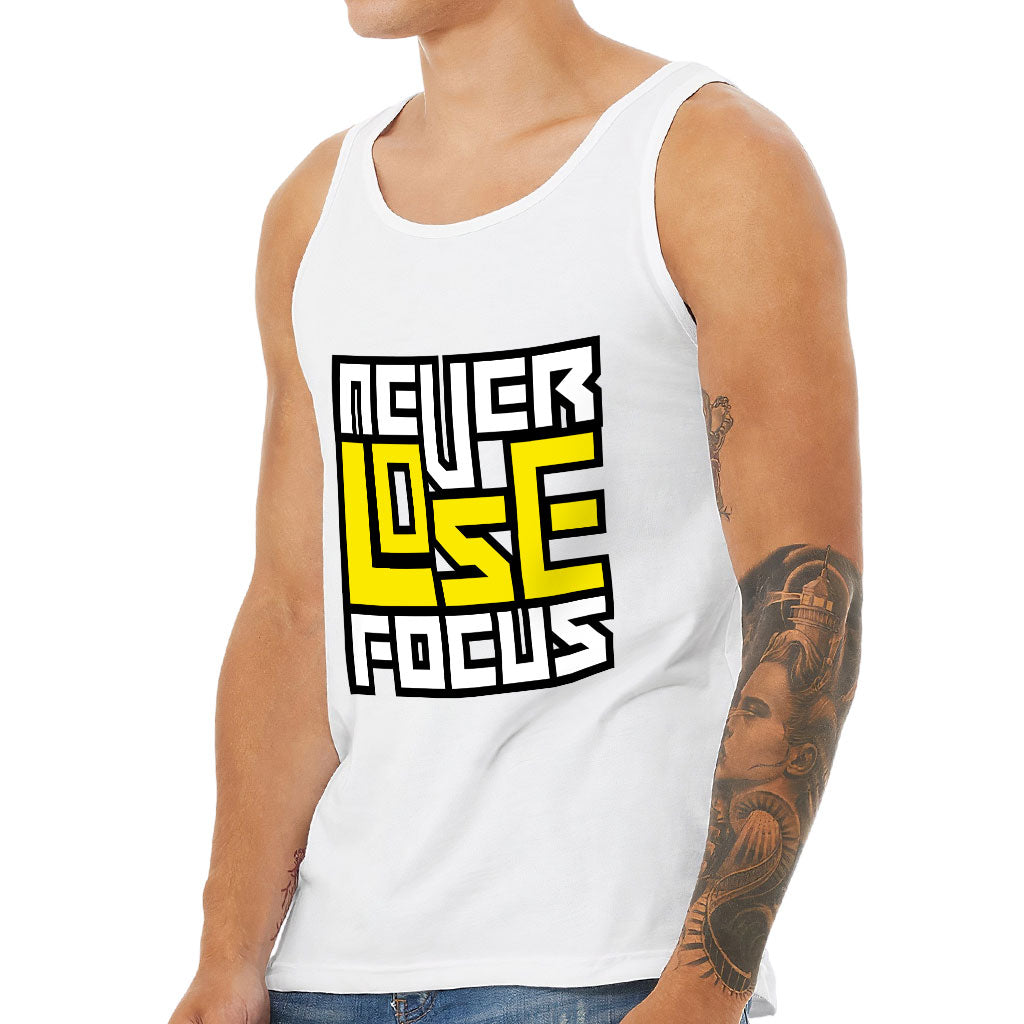 Never Lose Focus Tank - Inspirational Workout Tank - Printed Jersey Tank