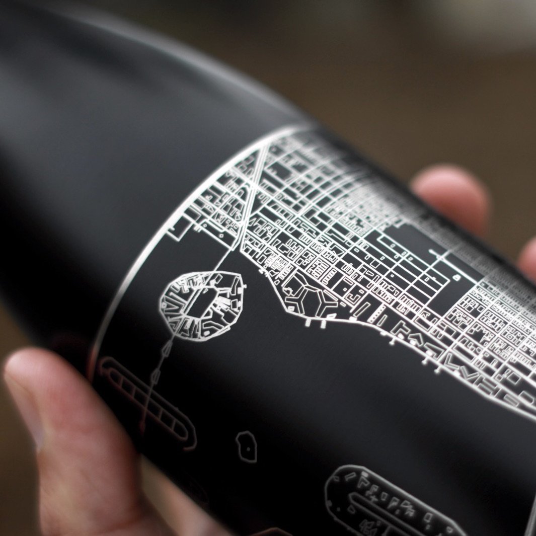 Edenton - North Carolina Engraved Map Insulated Bottle in Matte Black