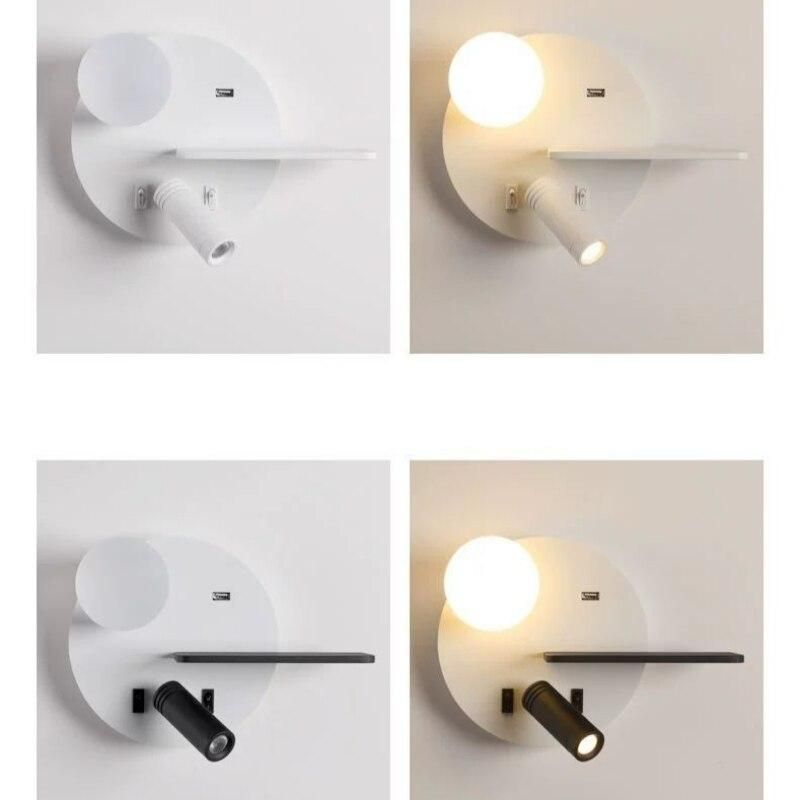 Contemporary Bedroom LED Reading Wall Light with USB Charging