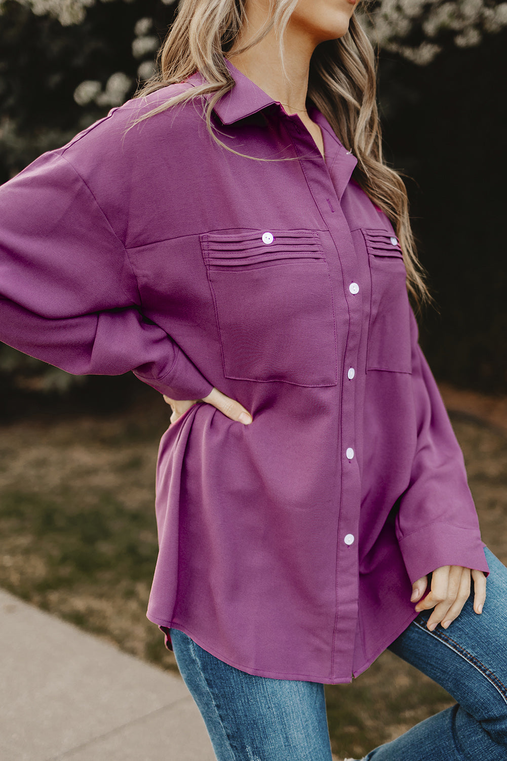 Button-Up Roll-Tab Sleeve Shirt (more color options)