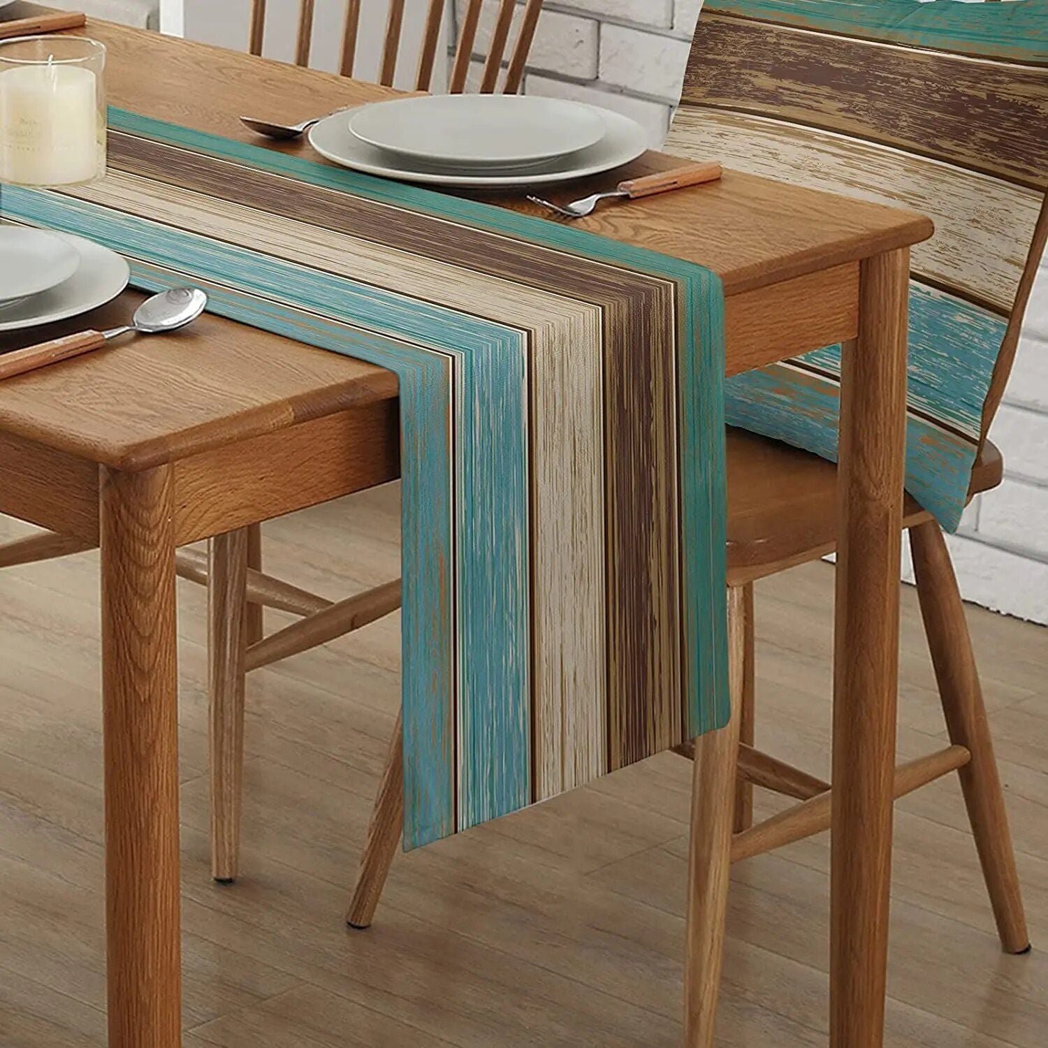 Customizable Turquoise Linen Table Runner