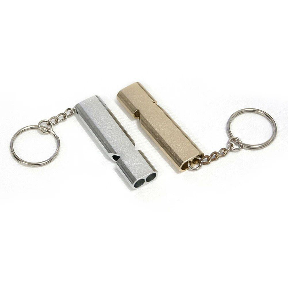 High-Decibel Twin-Tube Aluminum Alloy Outdoor Survival Whistle