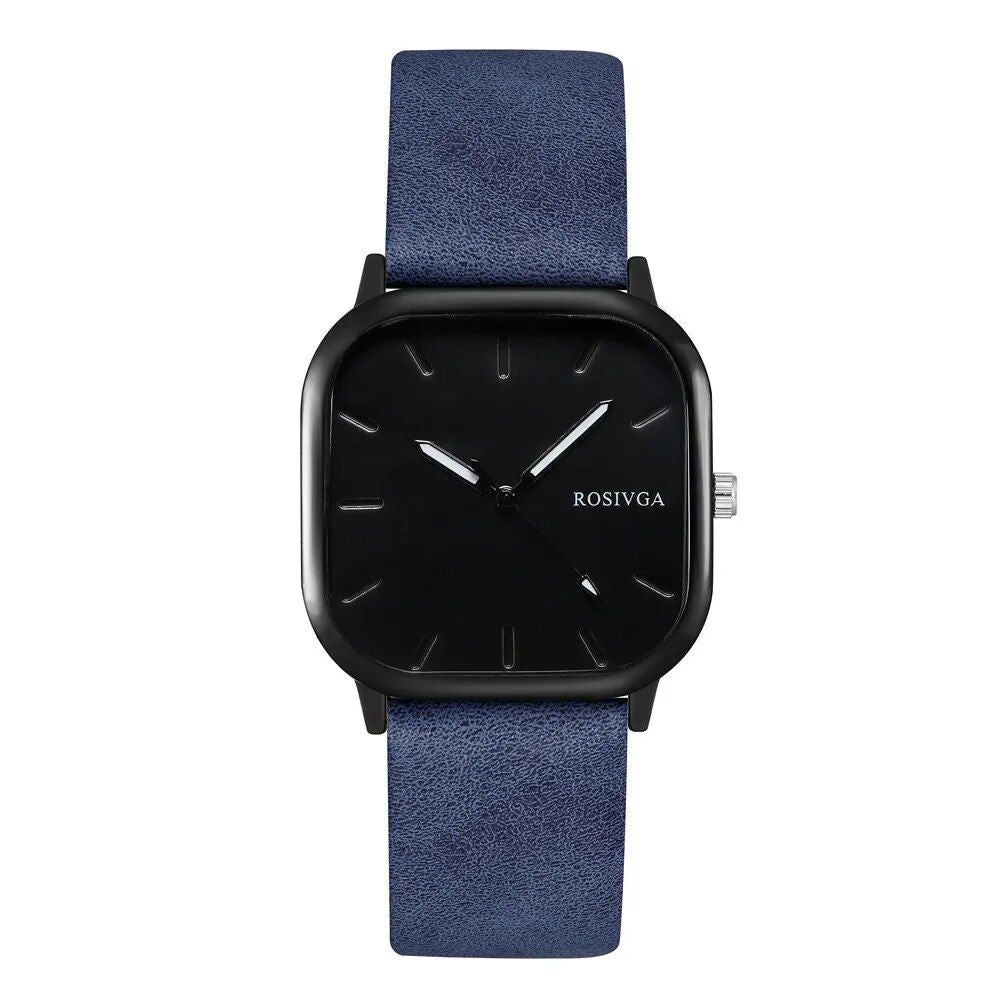 Elegant Square Dial Leather Strap Quartz Watch for Men and Women