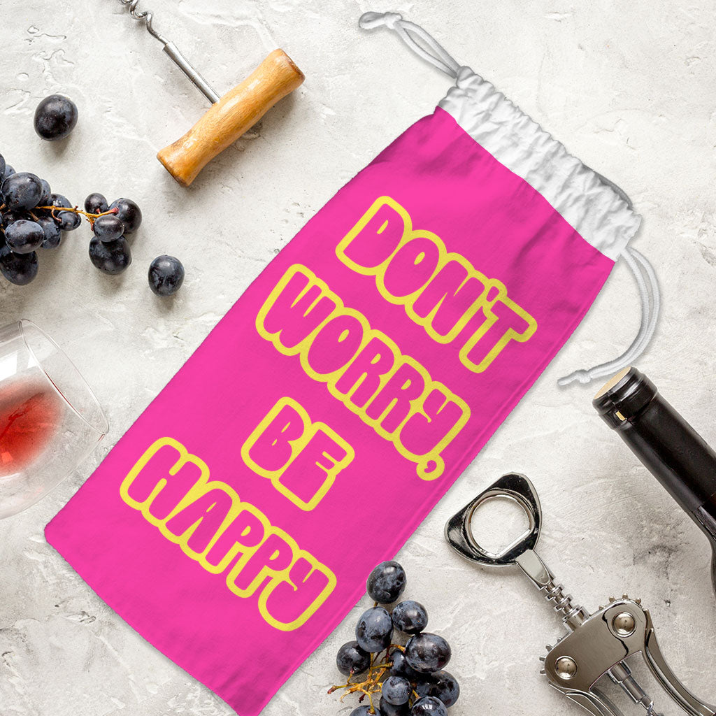 Don't Worry Be Happy Wine Tote Bag - Cute Wine Tote Bag - Trendy Wine Tote Bag