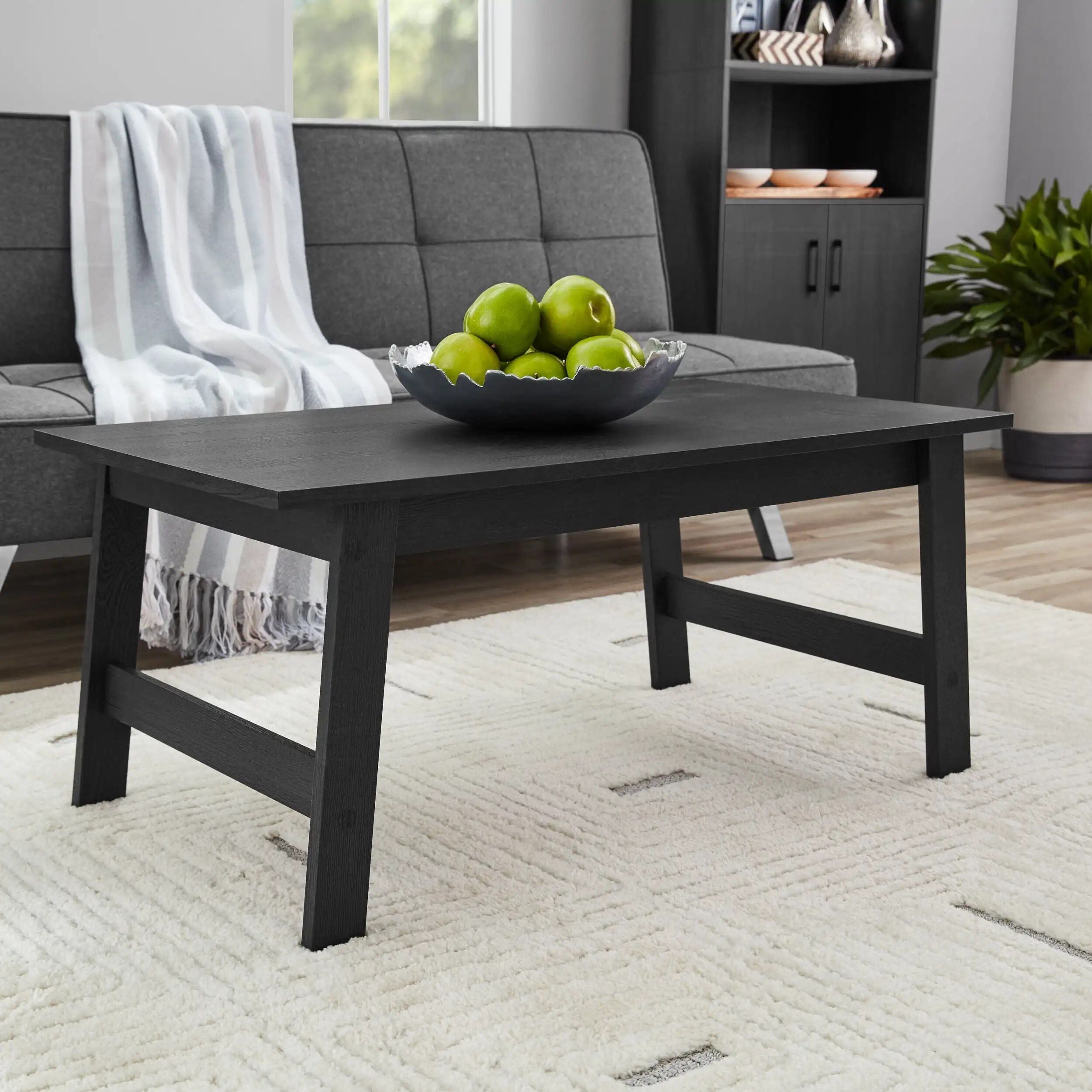 Modern Minimalist Black Rectangle Coffee Table