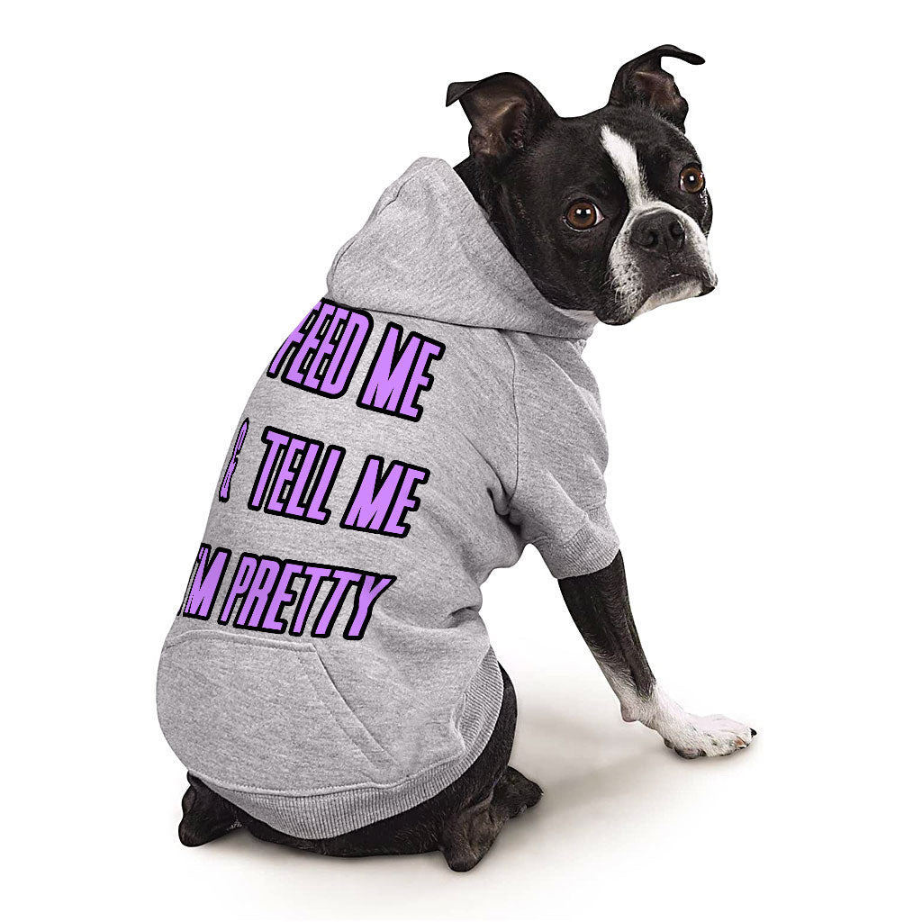 Feed Me Dog Hoodie with Pocket - Word Design Dog Coat - Dog Theme Dog Clothing