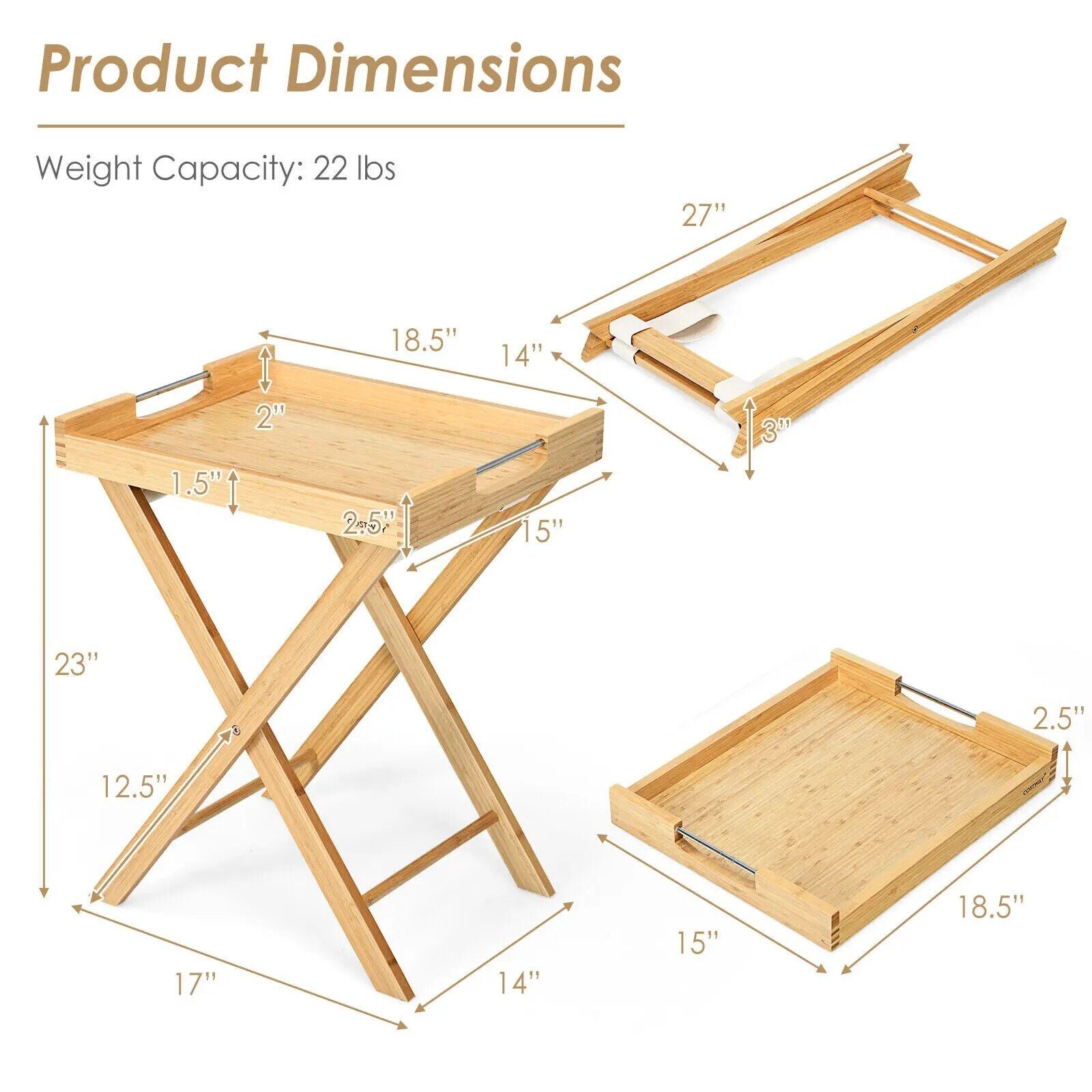 Versatile Bamboo TV Tray and Snack Side Table