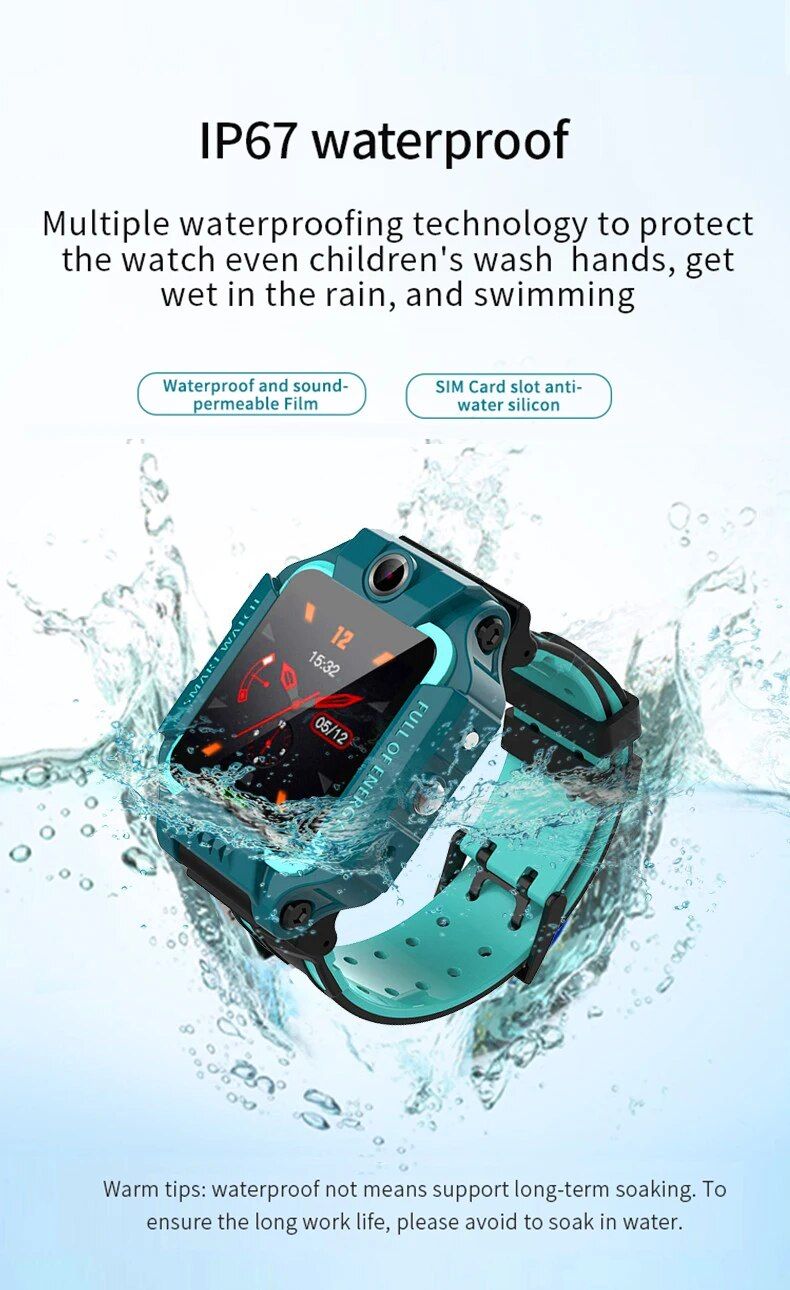 Kids Waterproof IP67 Smart Watch with SOS Call, Voice Chat & SIM Card Slot