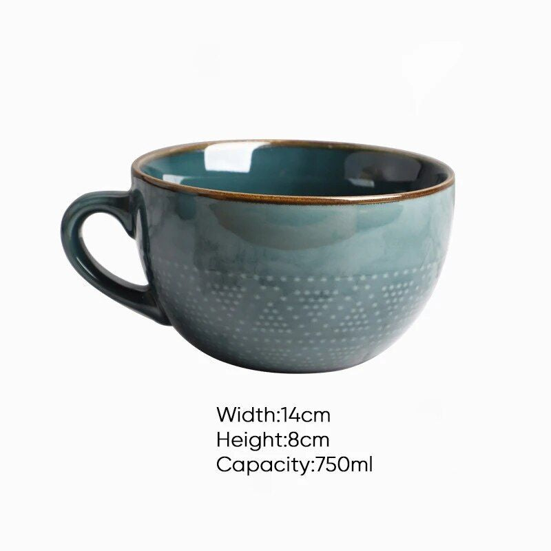 750ml High-Capacity Ceramic Coffee Mug - Multipurpose Porcelain Office and Breakfast Cup