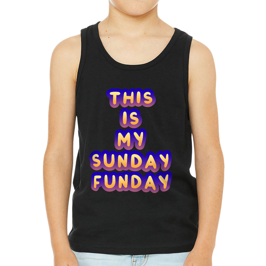 Sunday Funday Kids' Jersey Tank - Cute Design Sleeveless T-Shirt - Graphic Kids' Tank Top