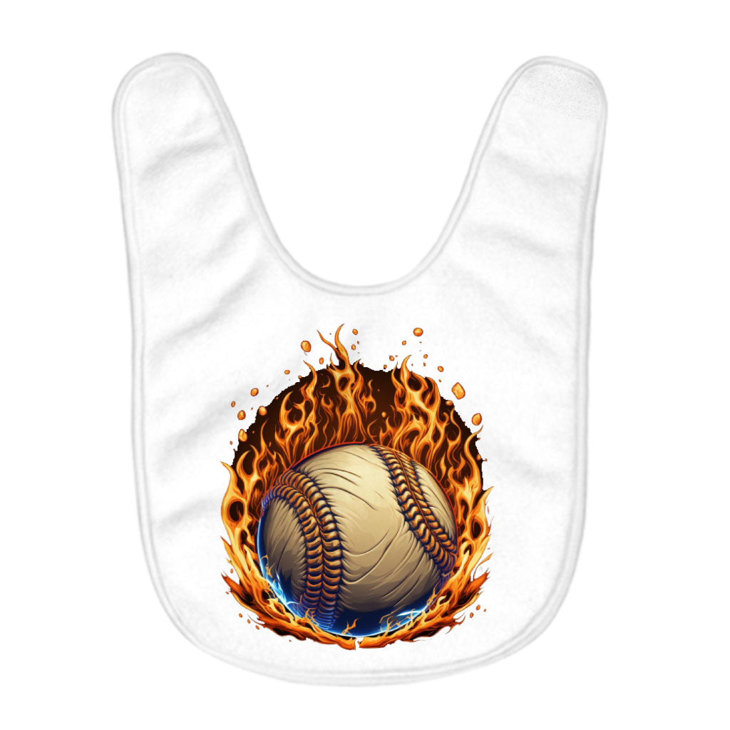 Cool Baseball Baby Bibs - Fire Graphic Baby Feeding Bibs - Graphic Bibs for Eating