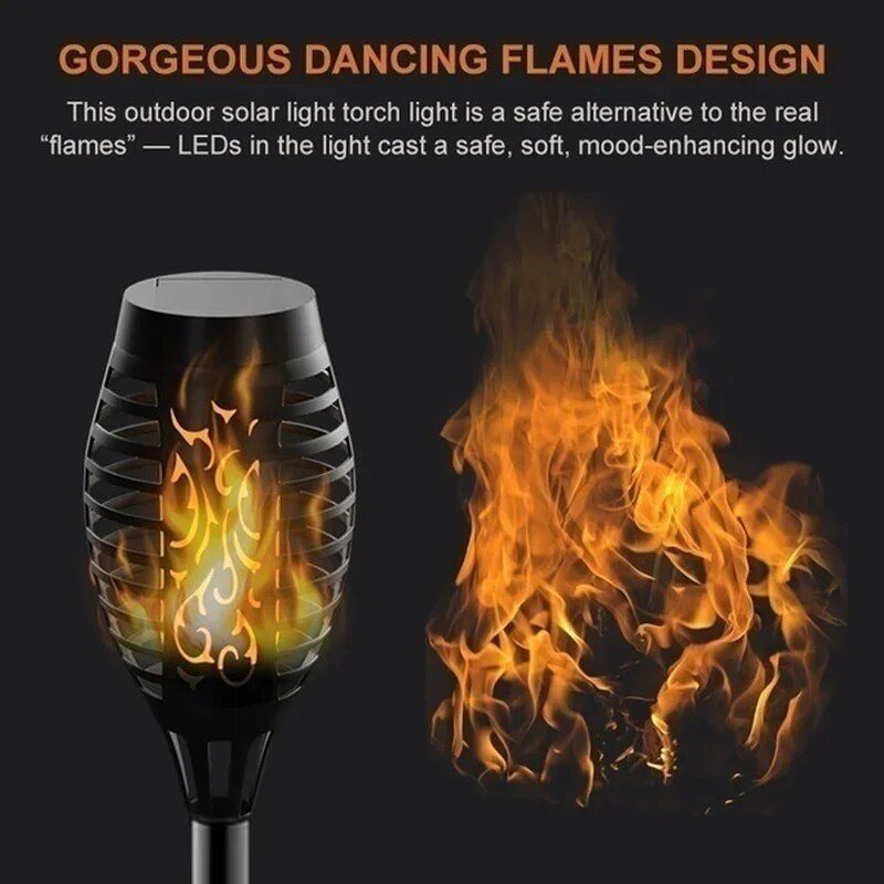 Solar Flame Torch Light Flickering Light Waterproof Garden Decoration