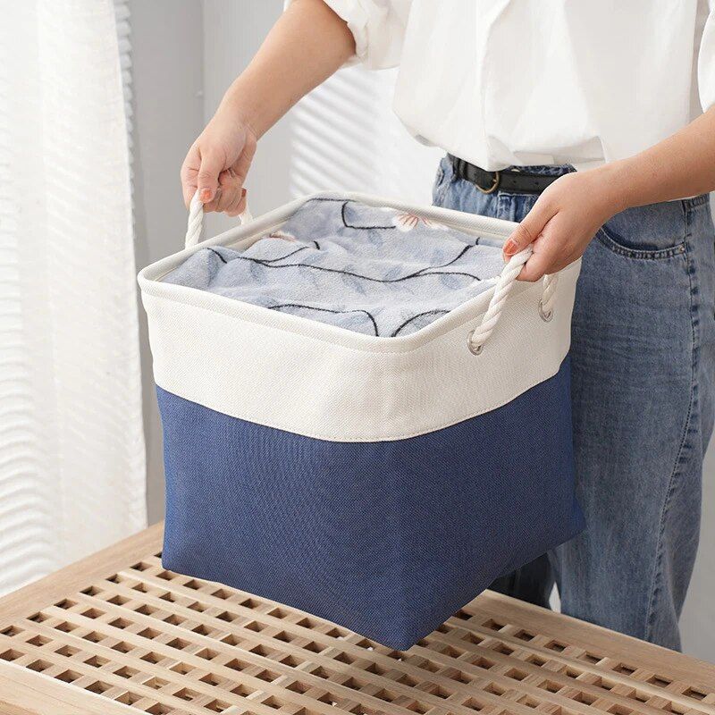 Versatile Large Linen Fabric Storage Basket: Space-Saving, Stylish, and Durable