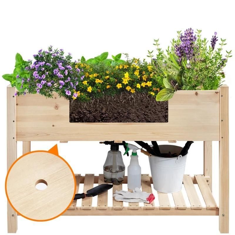 Elevated 2-Tier Wooden Garden Bed Planter - Ideal for Vegetables, Flowers, and Herbs