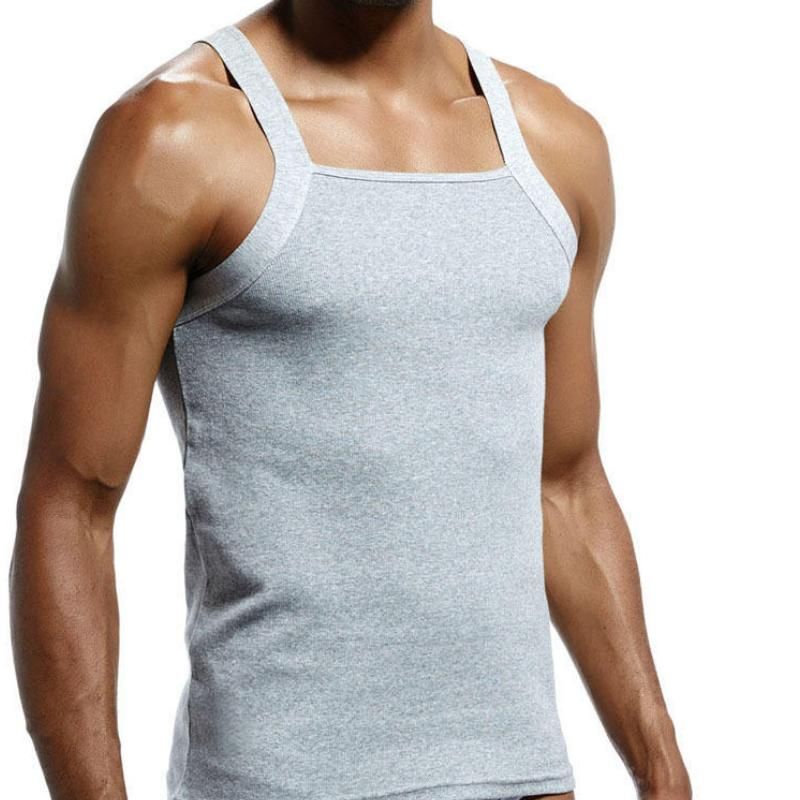 Men's Square-Cut Cotton Ribbed Tank Tops