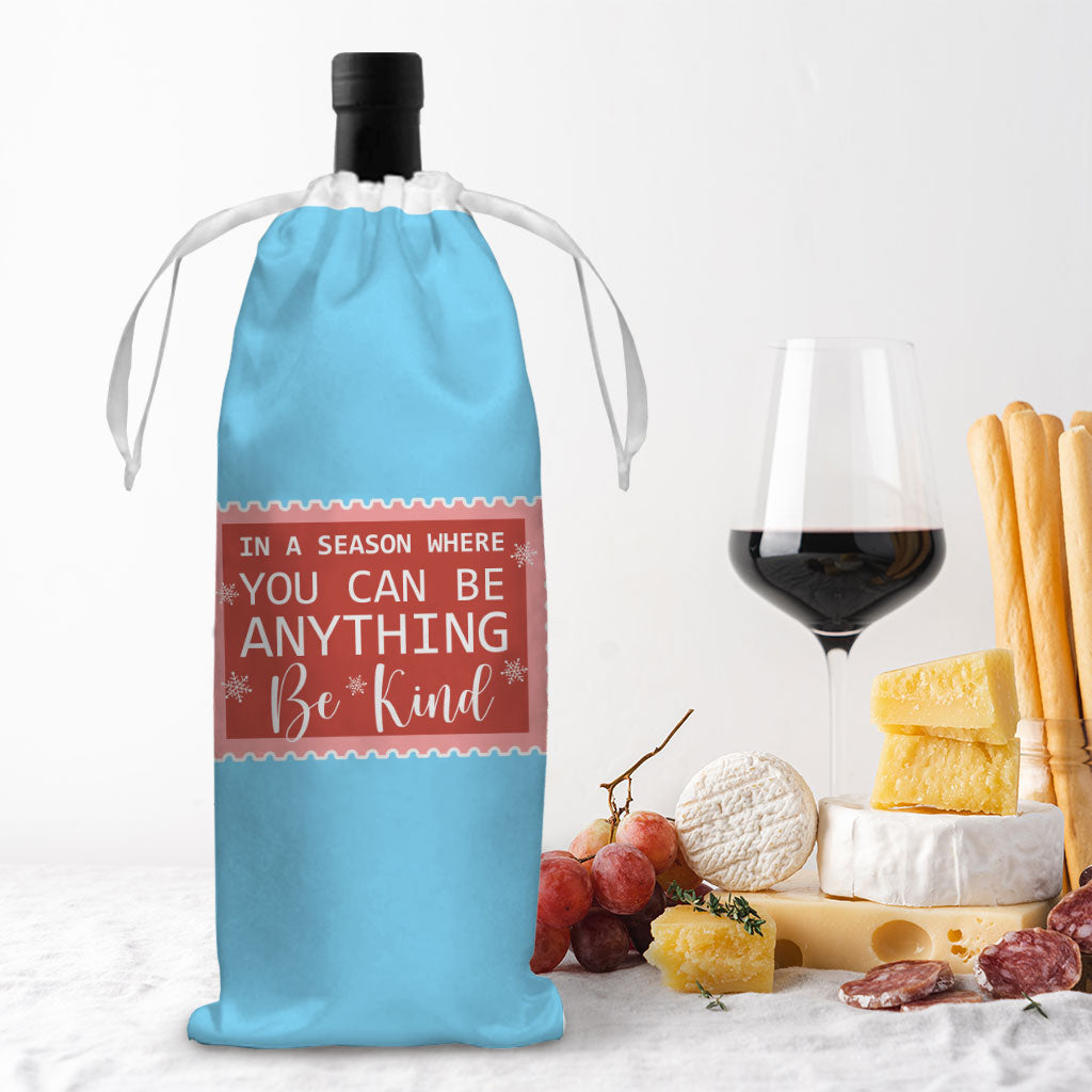 Be Kind Wine Tote Bag - Christmas Quotes Wine Tote Bag - X-mas Wine Tote Bag