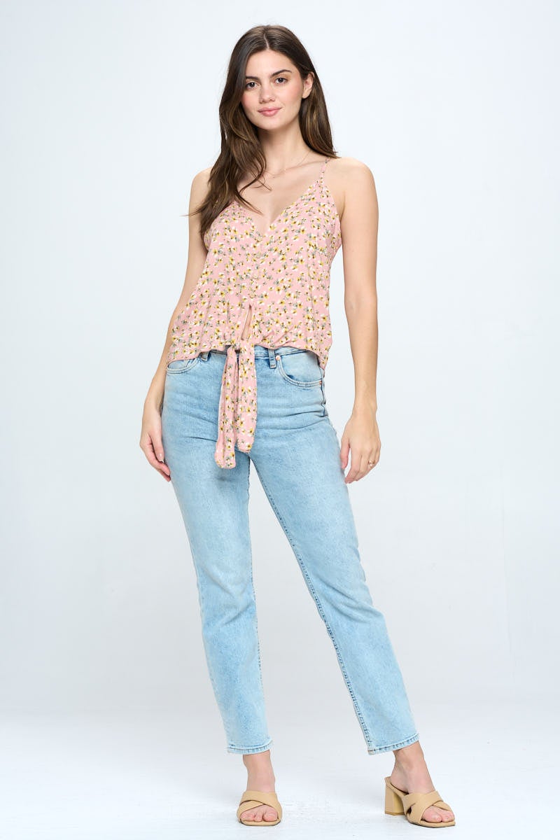 Camisole tan top with ditsy floral Cami Top