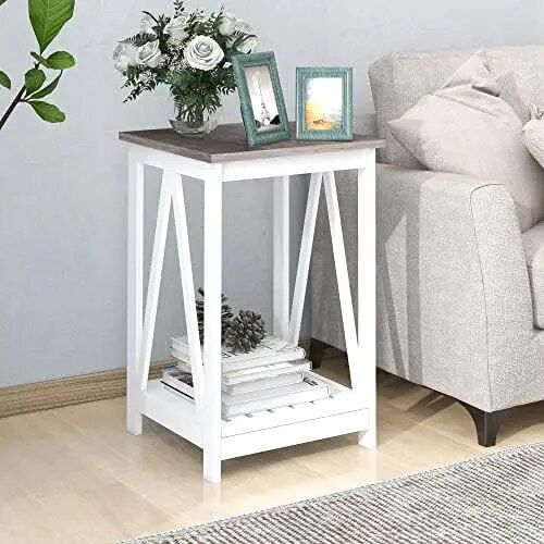 Elegant Square End Table with Slats