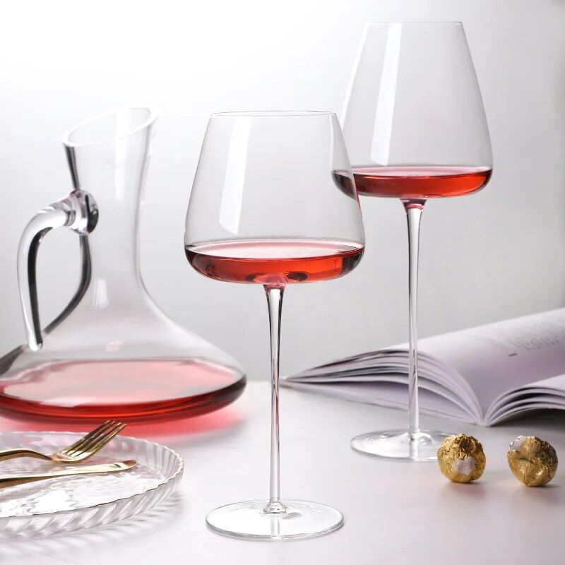 Luxury European Crystal Wine Glasses - Handcrafted, Lead-Free Bordeaux Tasting Cups