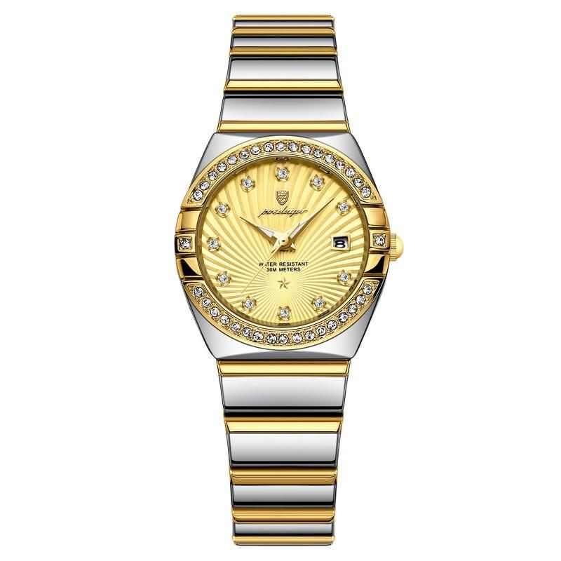 Elegant Waterproof Quartz Ladies Watch with Luminous Display & Stainless Steel Band