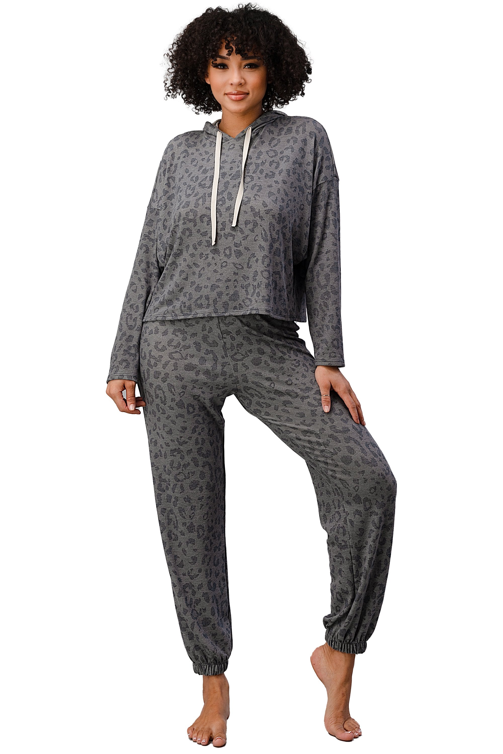 Leopard Jogger Set Lounge Wear Set PJ Pajama Set