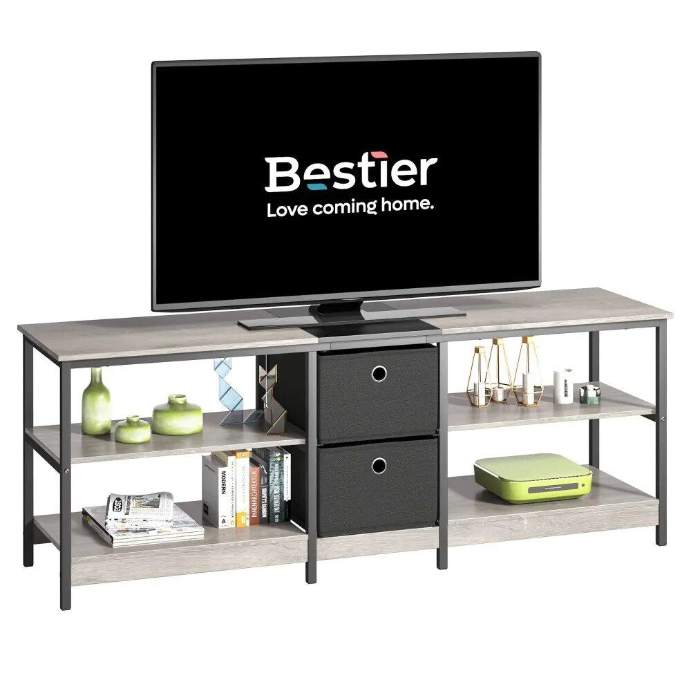 Modern Farmhouse TV Stand with Shelves