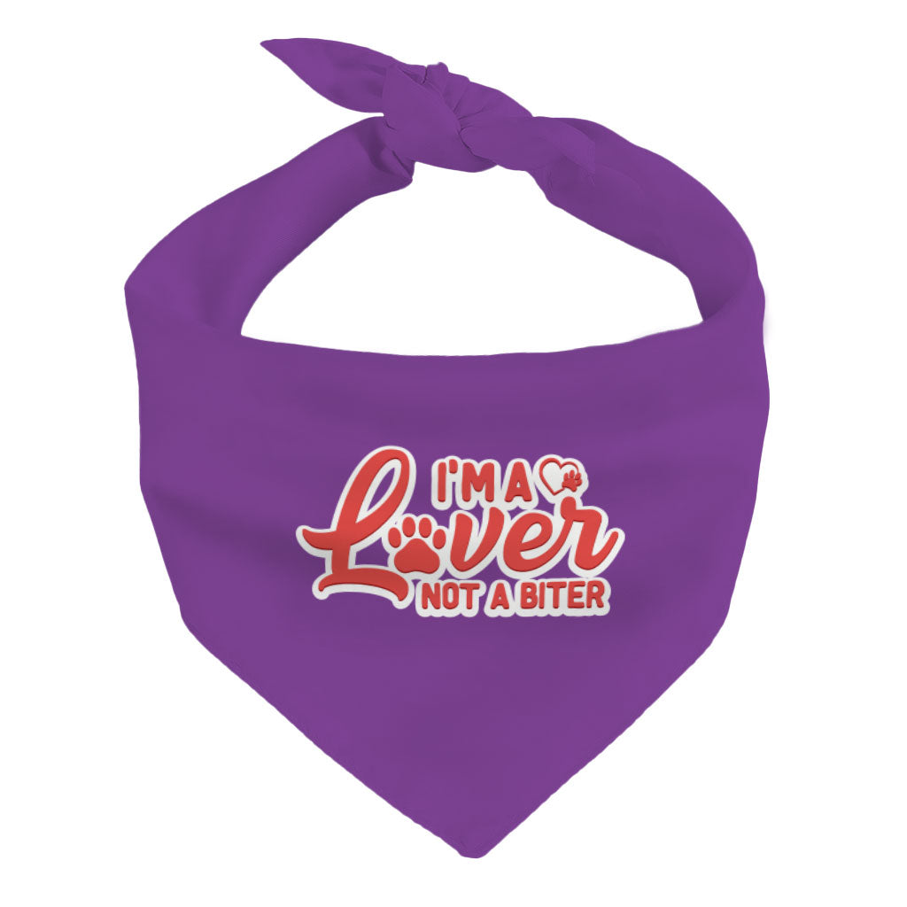 I'm a Lover Not a Biter Pet Bandana - Funny Dog Bandana - Phrase Pet Scarf