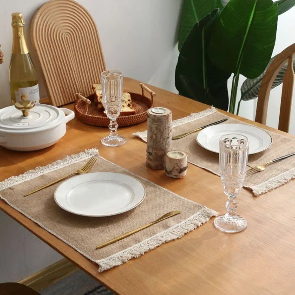 Simple Vintage Cotton Linen Placemats - Set the Perfect Table