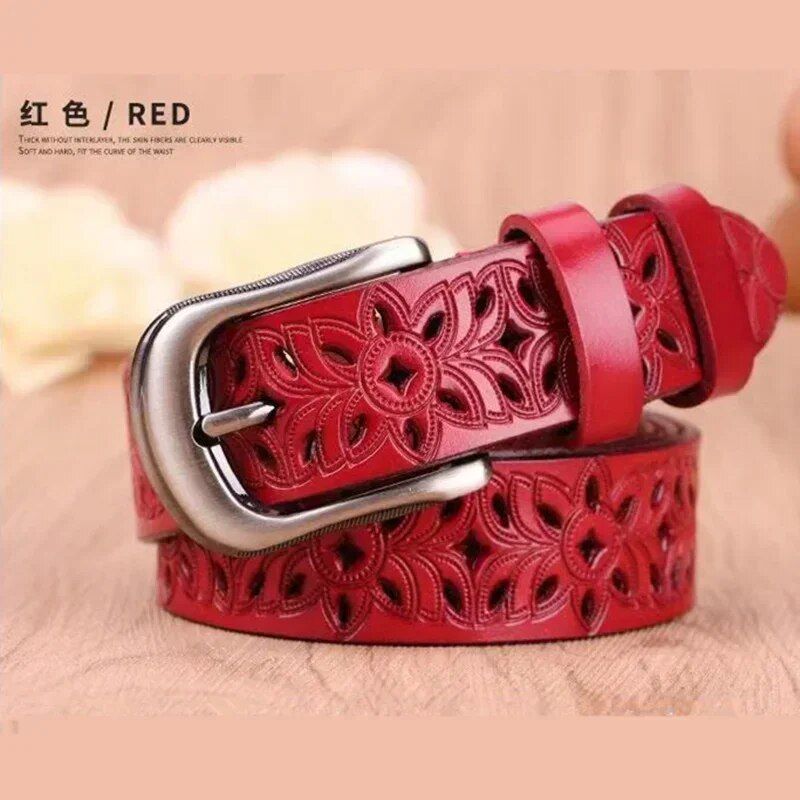 Trendy Hollow Pattern Women's Belt - Vintage Pin Buckle, Metal & PU, Ideal for Jeans