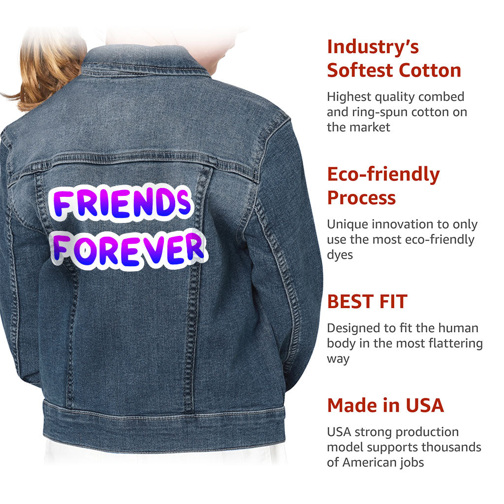 Friends Forever Kids' Denim Jacket - Trendy Jean Jacket - Cool Design Denim Jacket for Kids