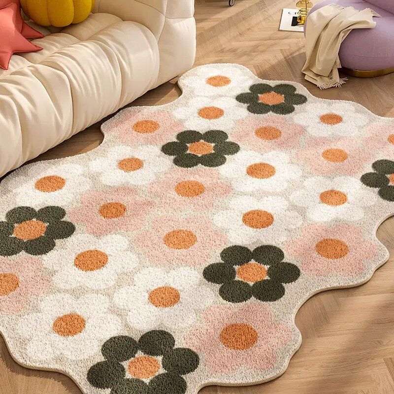 Floral Carpet for Living Room Plush Rug