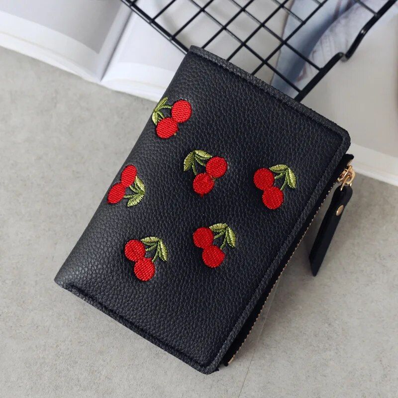 Chic Mini Wallet with Fruits Embroidery