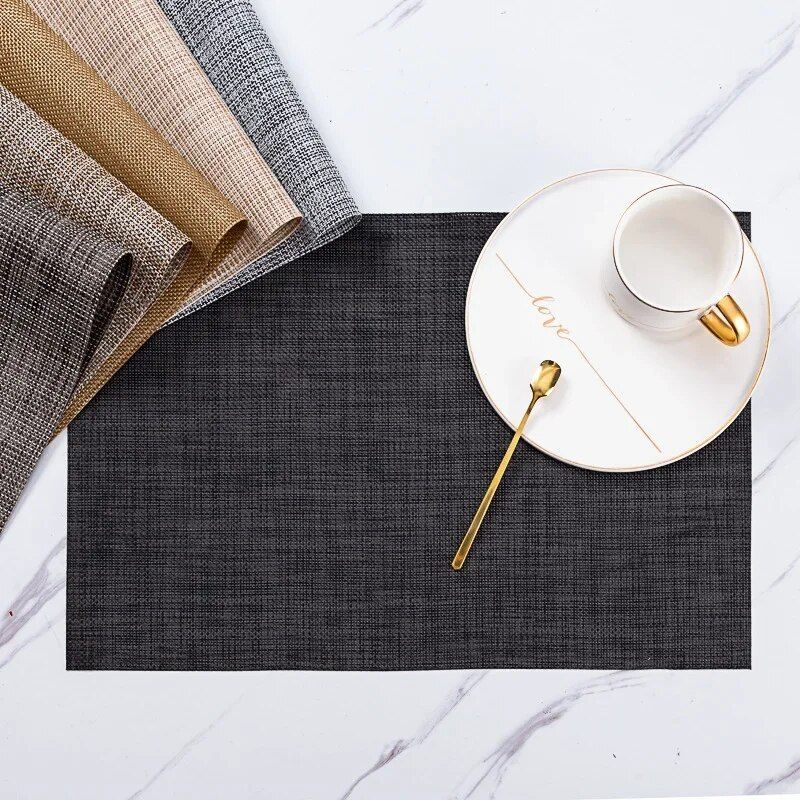 Elegant & Durable PVC Weave Place Mats - Eco-Friendly, Washable Table Pads for Home & Outdoor Use