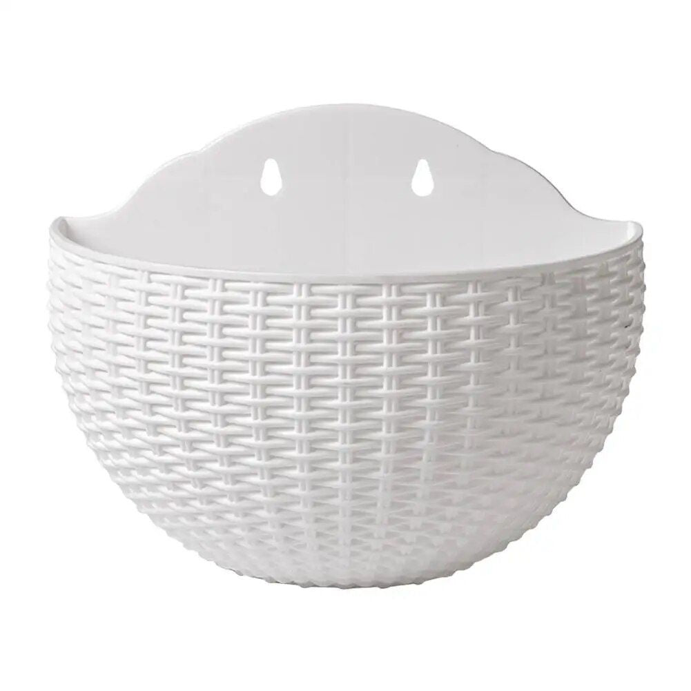 Elegant Semi-circular Rattan-Style Wall-Mounted Planter for Home and Garden