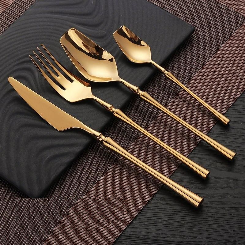 Elegant 24-Piece Gold Stainless Steel Cutlery Set