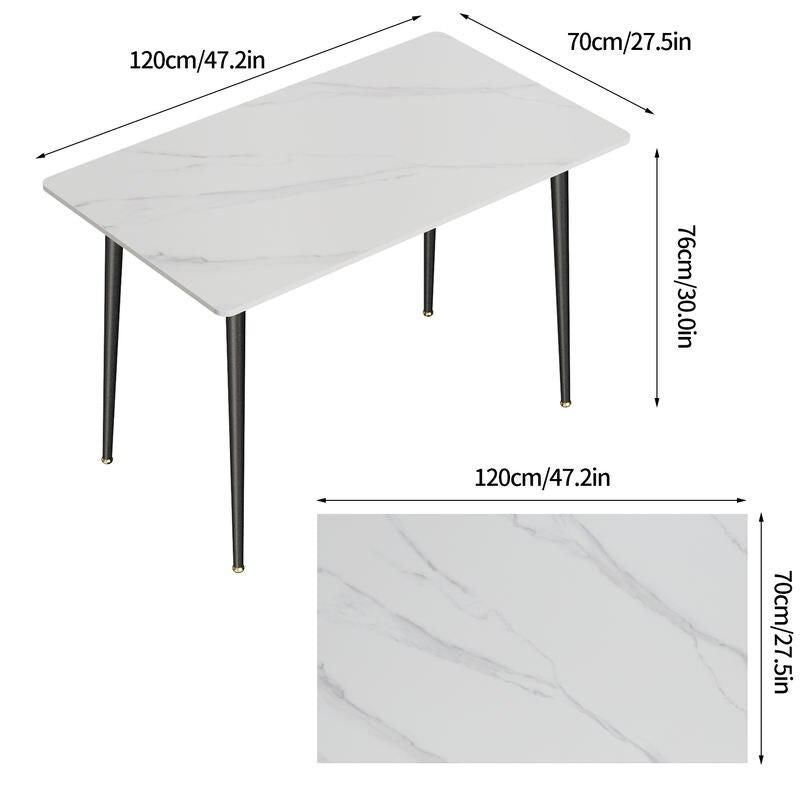 Modern Sintered Stone Dining Table with Metal Legs