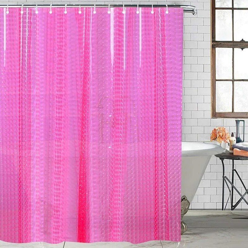 Elegant Pink 3D EVA Waterproof Shower Curtain, 180x180cm