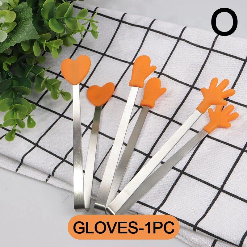 Creative Small Palm Heart Silicone Food Tongs