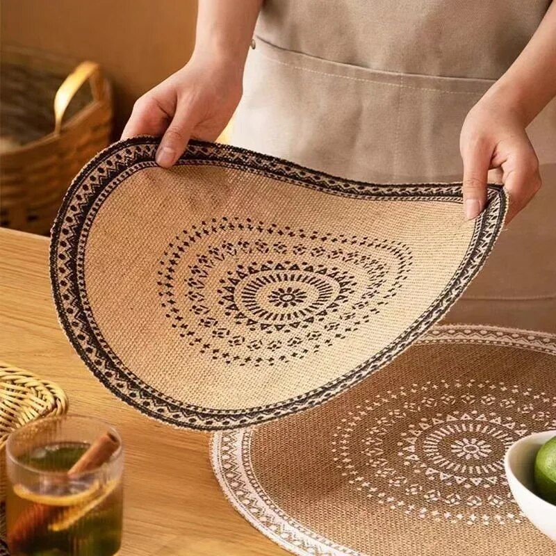 Chic Bohemian 15" Jute Placemat with Pompom Tassel - Eco-Friendly Table Decor