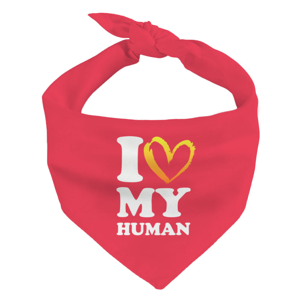 I Love My Human Pet Bandana - Text Design Dog Bandana - Heart Pet Scarf