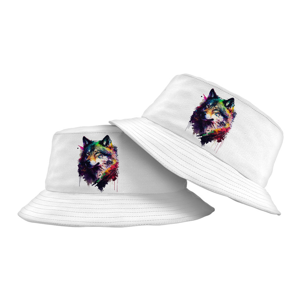 Colorful Wolf Bucket Hat - Cool Art Hat - Printed Bucket Hat