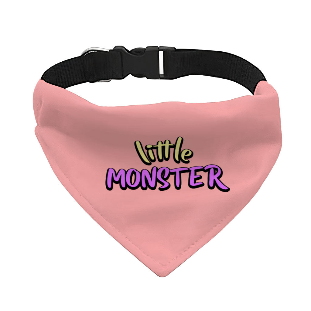 Little Monster Pet Bandana Collar - Unique Scarf Collar - Word Print Dog Bandana