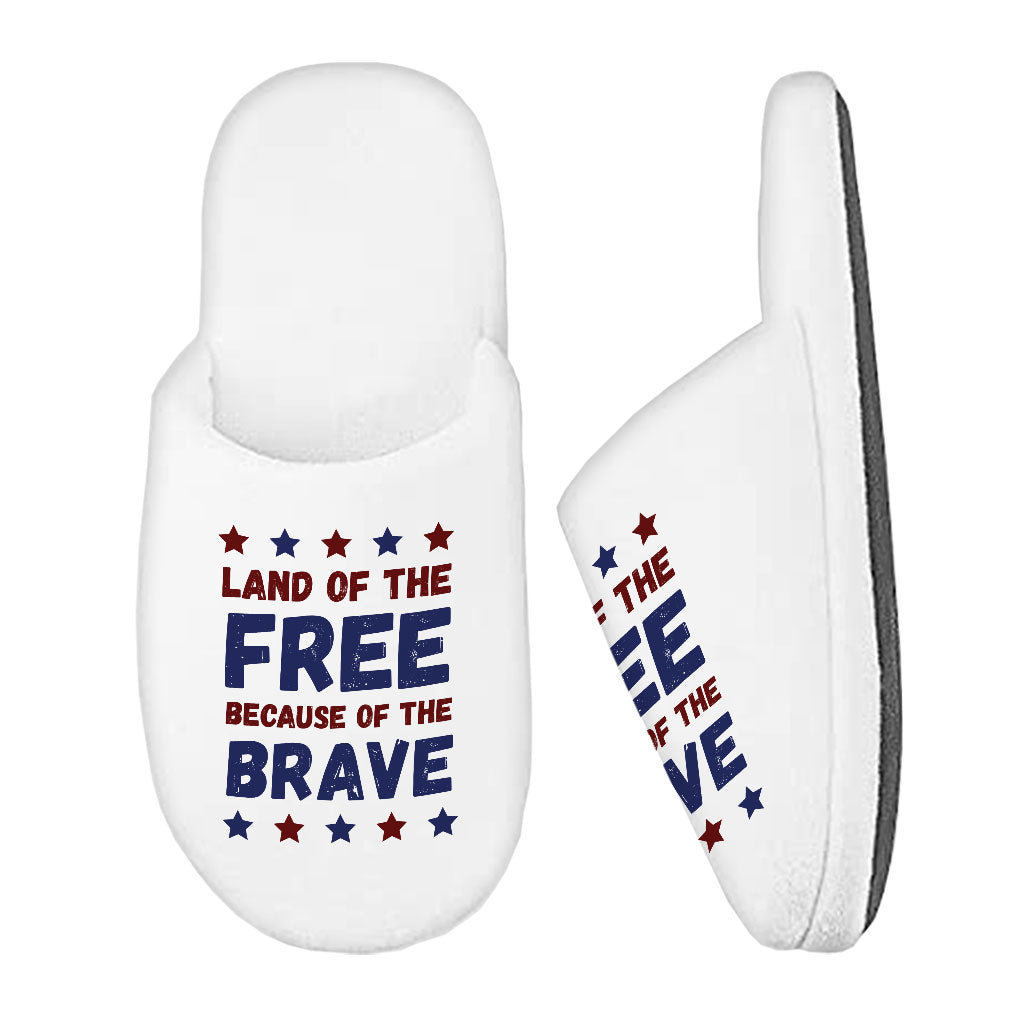 Land Of the Free Memory Foam Slippers - Patriotic Slippers - Best Print Slippers