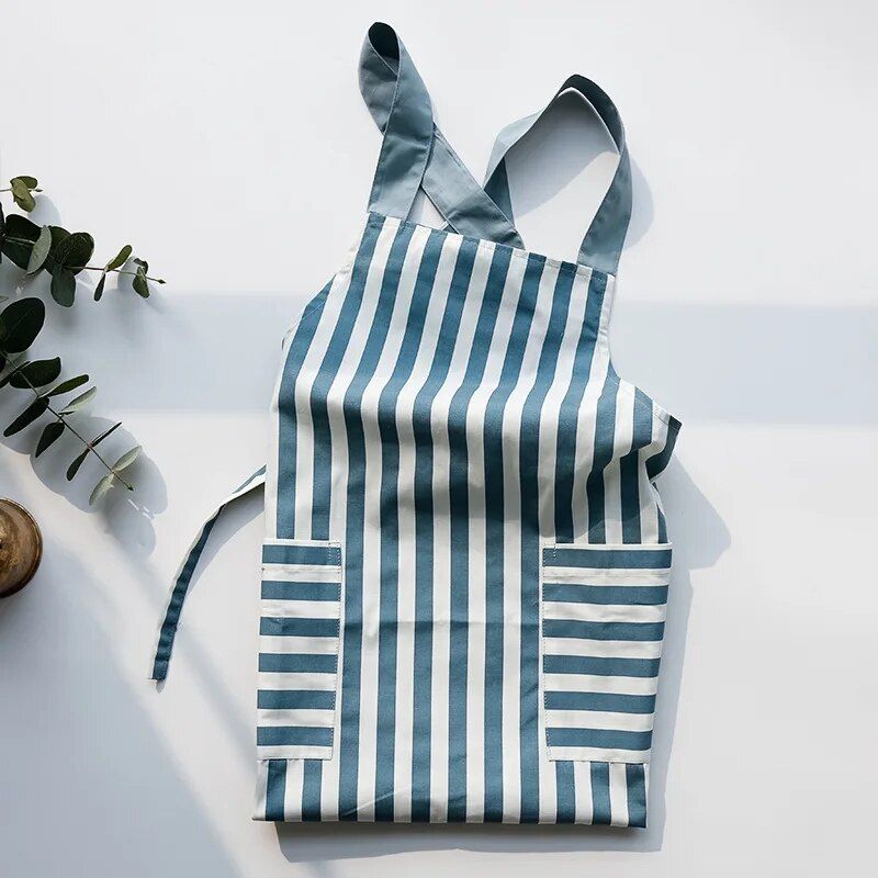 Chic Korean-Style Cotton Apron with Pocket