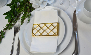 Large Trellis Napkin Wrap Matte Gold | Gold Andromeda