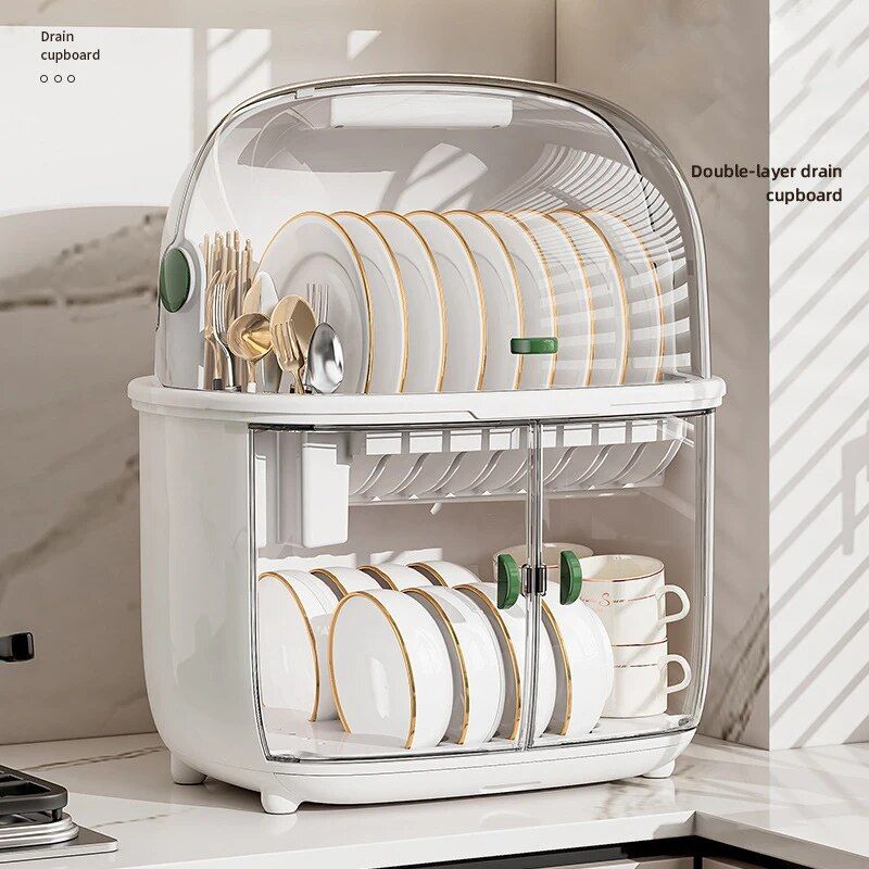 Deluxe Double-Layer Dish Drying Rack: Space-Saving Kitchen Organizer